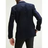 Slim fit Men Suits For Wedding Navy Velvet Blazer Groom Tuxedos Notch Lapel Groomsman Fashion Jacket with Black Pants 2021 X0909