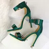 Plus size 43 vrouwen satijn 11cm hoge hakken fetish zijden sandalen platform gladiator zomer schoenen dame groene sexy riempompen