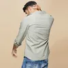 Kuegou 100% algodão camisa masculina manga longa outono bolso ferramentas mais camisas camisa masculina primavera branco tamanho superior BC-6178 210524