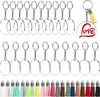 20 pçs / lote Acrílico Keychain Blanks Transparente Redondo Clear Discos Círculos Metal Split Chaveiro Chaveiro Anéis Com Couro Borla Pingente Para DIY E CRAFTS