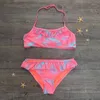 Nouveau Enfants maillots de bain ensemble Bikini pour filles impression maillot de bain 2 pièces femme fendu bébé enfants Bikini