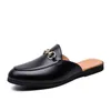 Tofflor sommar halv skor för män svart loafers tofflor patent läder avslappnad körskor loafer lätta lägenheter sandaler stor storlek 46 220308