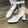 Meotina High Heels Kobiety Pompy Naturalne Prawdziwej Skóry Grube Wysokie Obcasy Buty Prawdziwe Skórzane Plac Toe Buty Dama Duży Rozmiar 33-42 210608