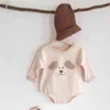 Outono inverno nascido meninos meninas jumpsuits roupas bebê cachorro mochila malha manga longa engrossar crianças 210429