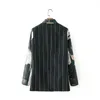 ヴィンテージの女性の印刷された緩いジャケットのスーツのファッションロングレディースブレザーダブルブレスト高品質女性コート210527
