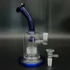 Bong in vetro da 8,3 pollici Ugello piegato blu 14mm Ciotola maschio Narghilè Chiaro Gorgogliatore Becher Percolatore Pipa ad acqua Perc Recycler Bong