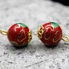 2 sztuk Polerowany Cloisonne Emalia 12mm Okrągłe Koraliki Charms DIY Biżuteria Dokonywanie Wisiorek Kolczyki Naszyjnik Bransoletka Brelok Akcesoria