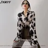 Camicia con bottoni stampa mucca donna top a maniche lunghe abiti moda coreana chiffon streetwear plus size primavera nuovo stile JXMYY 210412