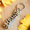 Keychains 2022 Western Jewelry Cowhide Hairy Hide Leopard äkta läder för kvinnor Snöhandtag Key Rings Holder Miri22