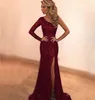 2021 Neue Mode High Hals Mermaid Abendkleider Spitze Lange Ärmel Arabisch Formale Prom Kleider Party Kleider Bodenlangen