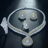 Earrings & Necklace Be 8 2 Tones Copper Cubic Zirconia Wedding Jewelry Set, Dubai Bridal 4pcs Bracelet Earring Ring Set Bijoux Femme S305
