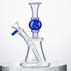 Wholesale 7 Inch Hookahs Heady Glass Bongs Ball Shape Water Pipes Straight Perc N Holes Percolator Oil Rigs 14mm Small Mini Dab Rig With Bowl