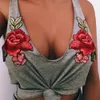 VENDAS QUENTES!!! Mulheres sexy verão baixo corte flor bordado sleeveltank top x0507