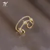 Роскошные циркониевые золотые двойные студенческие открывающие кольца для женщин 2021, модные готические украшения на палец, сексуальное кольцо для свадебной вечеринки для девушек