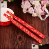 Event Festive Party Supplies Home Gardenclassic Design Bois Chinois Rouge Double Bonheur Et Dragon Baguettes De Mariage Faveur Avec Sac Cadeau