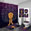 African American Black Women Print Shower Curtain Set Waterproof Bathroom Curtains Soft Antislip Bath Rugs Toilet Cover Carpets 26842020