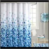 Rideau de douche à fleurs bleu clair pour salle de bain avec 12 crochets en tissu polyester Hine lavable rideaux de bain imperméables écran Nflcg Wjny8