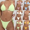 Kvinnors badkläder Summer Solid Color Sexig Bikini 2021 Kvinna baddräkt Set Suit Mujer String donsignet