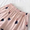 QWEEK Frauen Pyjamas Baumwolle Nachtwäsche Anzug Hause Kleidung Herz Druck Pijama Mujer Sommer Pyjamas Femme Nachthemd 210809