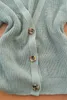 Women Autumn 2020 Soft Green Oversize Casual Puff Long Sleeve Button Knitted Detailed Sweater Coat Winter Warm X0721