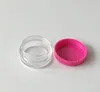 2021 3 grammes Mini pots vides en plastique transparent Pot couvercle rose vif 3ML taille de voyage pour cosmétique crème ombre à paupières ongles poudre bijoux