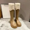 Stövlar Vinter Lady Stövlar-Kvinnor Plush Clogs Platform Sexig Lår Högklackat Kvinna Skor Zipper Round Toe 2021 Furgummi