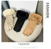 Zamszowe rękawiczki jesień i zima koreański styl seto futro minimalistyczny design plaid solid color girl zagęszczone rękawice dotykowe Cena fabryczna