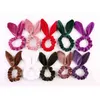 120pcs / lot sammet scrunchie girls bunny ear gummiband tillbehör gummi för kvinnor slips hår ring rep hästsvans hållare