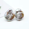 Orecchini di perle da donna oversize perle barocche naturali bianche regalo da donna in argento 925