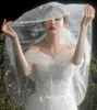 Veli da sposa Perle scintillanti Velo da sposa Corto scintillante con bordo in paillettes Pettine a 2 strati Velo De Novia Bianco ChampagneBridal