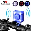 West Biking 140 DB Bike Bell 4 Lamp Fietslicht 1200mAh Elektrische Hoorn Waterdichte USB Oplaadbare Luide Alarmbeveiliging Fiets 220225