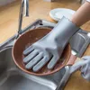 使い捨て手袋肥厚シリコンキッチンクリーニング食器洗いマジックスクラバーラバーディッシュ洗浄ツールガジェット