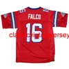 Shane Falco #16 De vervangingsfilm Men voetbalshirt genaaid Red S-3XL Hoge kwaliteit