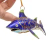 Fantaisie Sway Cloisonné Émail Filigrane Requin Pendentif Ornements Cuivre Ameublement Arbre De Noël Suspendus Décoration Sac Porte-clés Charmes