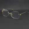 Vendita all'ingrosso Senza montatura T8200762 Unisex Argento Oro Montatura in metallo Occhiali Lunette Occhiali da guida c Decorazione Occhiali da vista Montature Uomo Donna Taglio Lente superiore