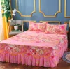 Pink Lace Bed Skirt Bedding Bed Sheet Princess Bedspread Mattress Bed Cover Full Queen King Size (Not Including Pillowcase) F039 210420