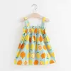 Prinses jurk citroen print strapless Suspender meisjes zomerjurk kinderjurken kinderkleding korte kinderen rok schattig meisje g8623LZ