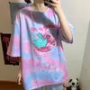 T-shirt da donna T-shirt da donna coreana manica corta da donna vestiti oversize top larghi tie-dye Harajuku studenti carini