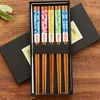 Chopsticks 5 Pairs Reusable Bamboo Set Classic Style Dishwasher Safe Gift For Home El Restaurant Chopsitcks