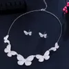 CWWZircons Micro Pave Cubic Zirconia Chic Big Butterfly Kostym Halsband och örhängen Lyxig design Smycken Set för kvinnor T552 H1022