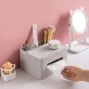 Storage Boxes & Bins Desktop Tissue Box Multi-Cells Remote Stationery Organizer With Phone Stand For Home Office DIN889