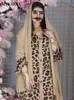 Рамадан Ид Мубарак Jalabiya Leopard Print Maxi платье женщины 2021 кружева лоскутное свободное арабское Оман Дубай мусульманская исламская одежда X0521