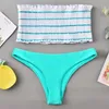 Bikini Mujer 2021 Braga Alta European And American Sexy Fashion Multicolor Striped Bandeau Ladies Swimwear Women's