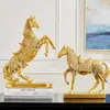 Китайский Feng Shui Golden Horse Slephant Статуя Успех Успех Домашняя Ремесла Счастливое богатство Статуэт офис Официальные Украшения Подарок 210607
