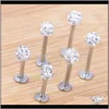 Labret Piercing Drop Livraison 2021 Stud 20PcsLot 681012Mm Clair Shamballa Ball Cz Gem Disco Corps Bijoux Lèvre Anneau Labret Bar L6123635