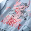 Aolamegs Anime Manga Sexy Girl Punk Letter Print Hoodies Men Casual Loose Sweatshirt Streetwear Japanese Harajuku Otaku Pullover Y0804