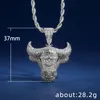 2021 Iced Out Bull Demon King wisiorek naszyjnik HipHop biżuteria dla kobiet mężczyzn Micro pave cyrkon Rock wisiorek