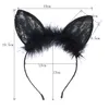 Tüy Dantel Kedi Kulakları Bantlar Iç Çamaşırı Aksesuarları Saç Hoop Cadılar Bayramı Maskesi Siyah Beyaz Kırmızı Seksi Dans Parti Fotoğraf Headdress