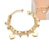 layered 18k gold plated paperclip chain stainless steel heart charm bracelet for women gift