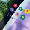 Koreansk stil baby flickor blomma utskrift lösa tees sommar bomull kort ärm toppar barn kläder 210615